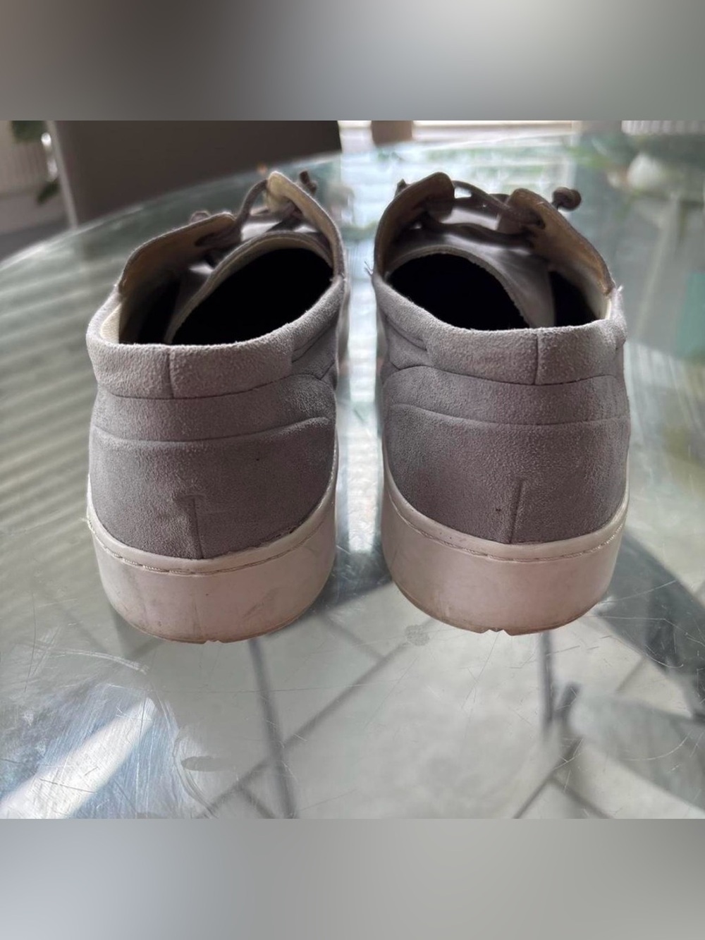 Sperry Men's Light Gray Suede Boat Shoes with White Sole - Picture 4 of 7